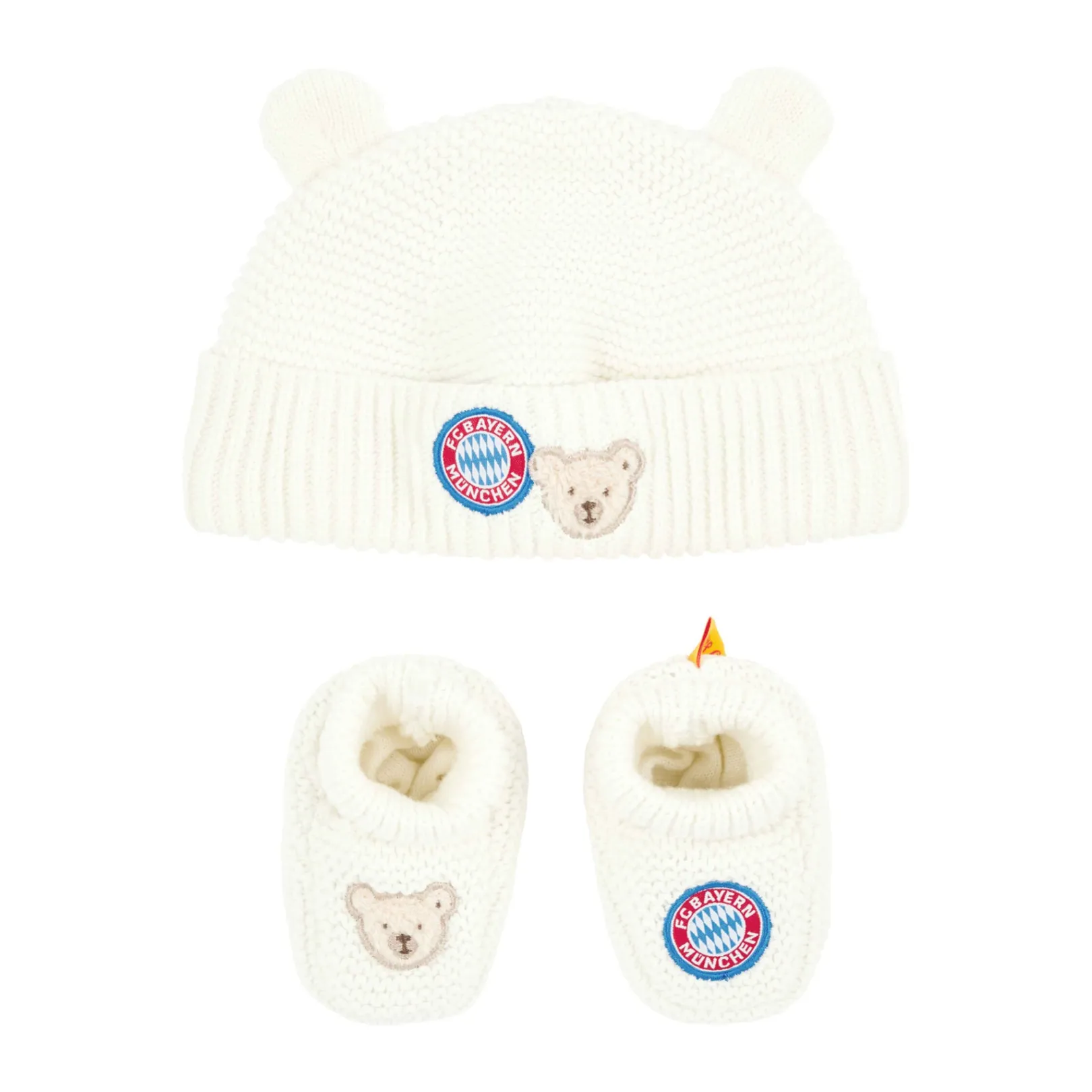 Outlet Steiff Cap + Babyshoes FC Bayern, white