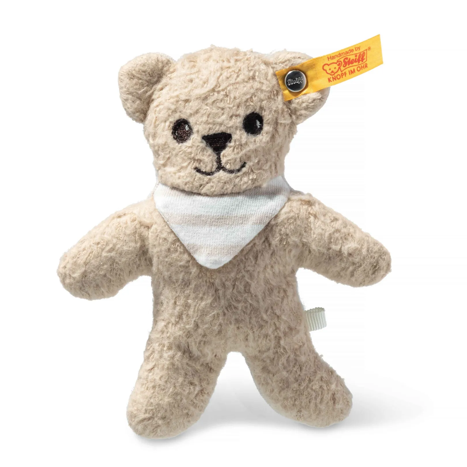 New Steiff GOTS Noah Teddy bear with rustling foil and rattle, 12 cm, beige