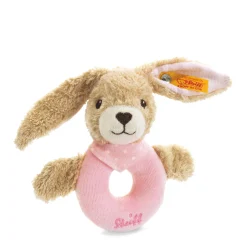 Fashion Steiff Hoppel rabbit grip toy with rattle, 12 cm, pink