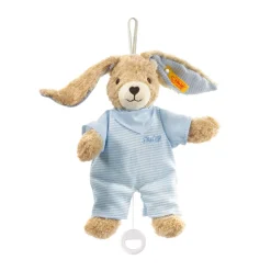 Fashion Steiff Hoppel rabbit music box, 20 cm, light blue