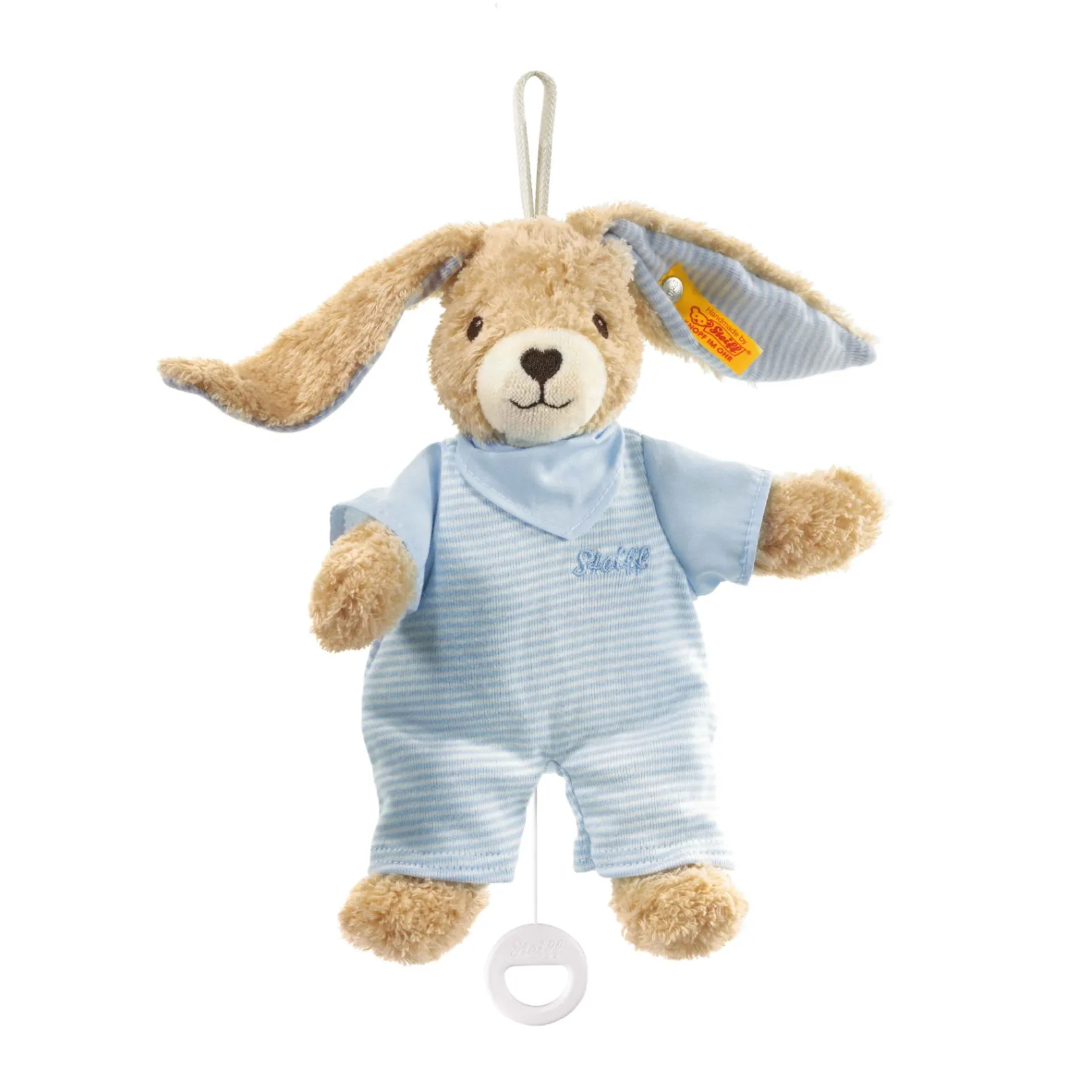 Fashion Steiff Hoppel rabbit music box, 20 cm, light blue