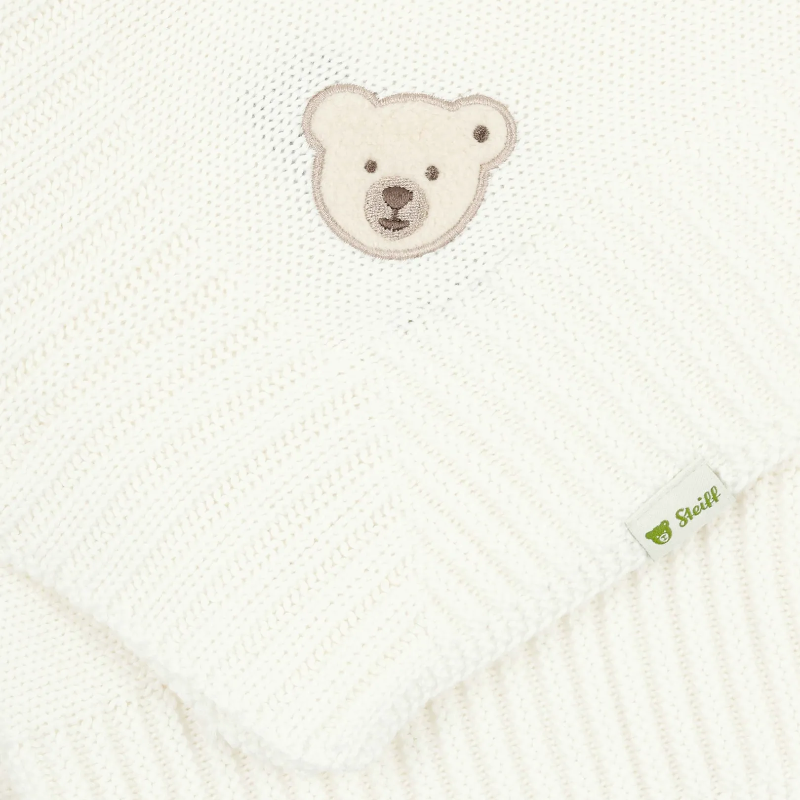 New Steiff Knit Blanket GOTS, white