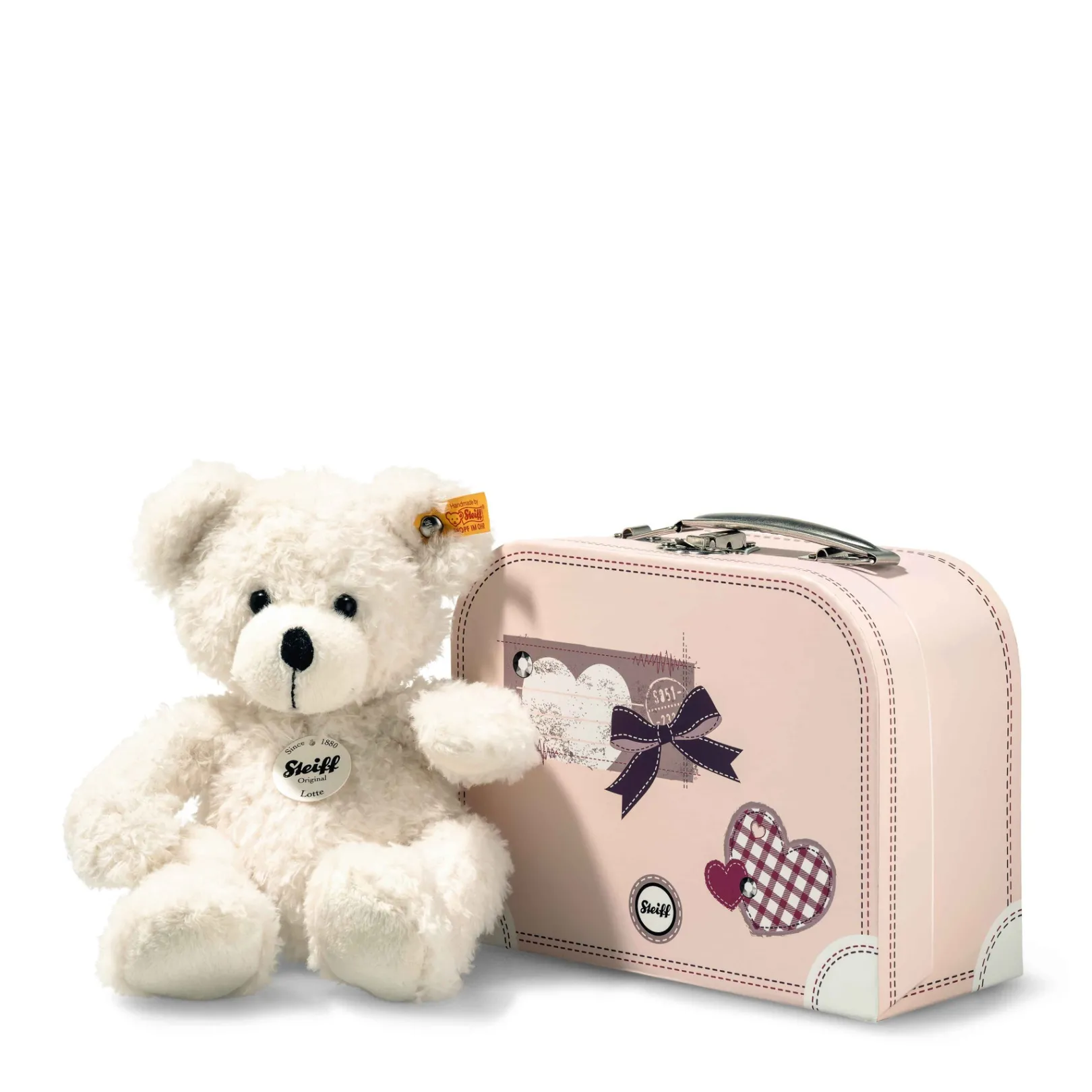 Online Steiff Lotte Teddy bear in suitcase, 28 cm, white