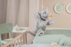 New Steiff My first Ellie elephant music box, 25 cm, light grey