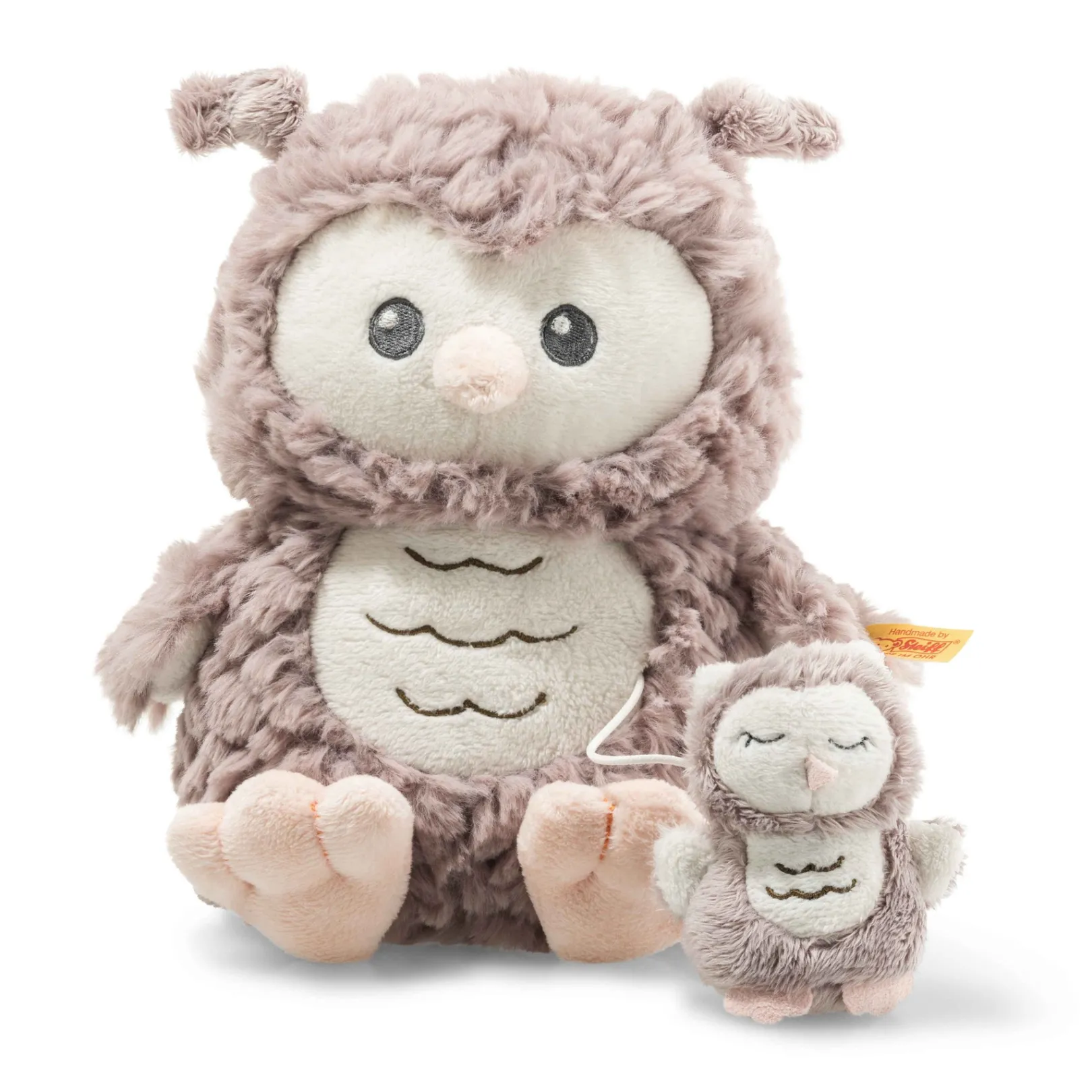 Best Steiff Ollie owl music box, 21 cm, beige