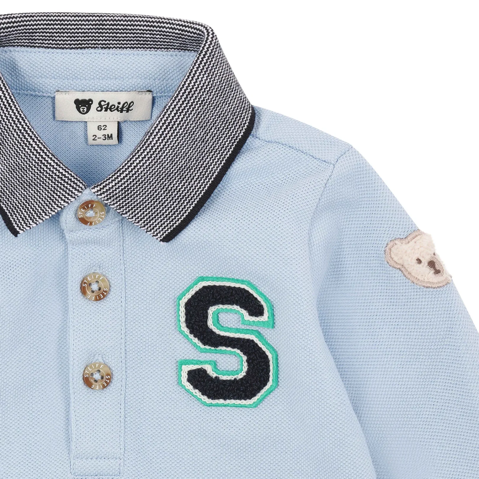Best Steiff Poloshirt longsleeve, light blue for Boys lightblue