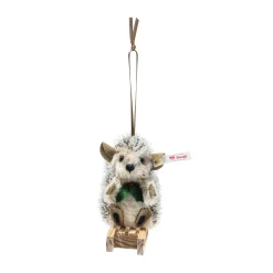 Discount Steiff Sledding hedgehog ornament, 9 cm, dark brown