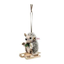 Discount Steiff Sledding hedgehog ornament, 9 cm, dark brown
