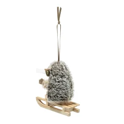 Discount Steiff Sledding hedgehog ornament, 9 cm, dark brown