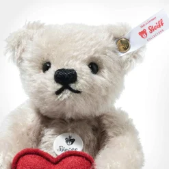 Hot Steiff Teddy bear with heart, 13 cm, light grey
